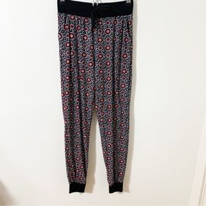 Kathy Jogger Style Pajama Pants Cuffs at Ankles Ribbed Waistband Faux Drawstring